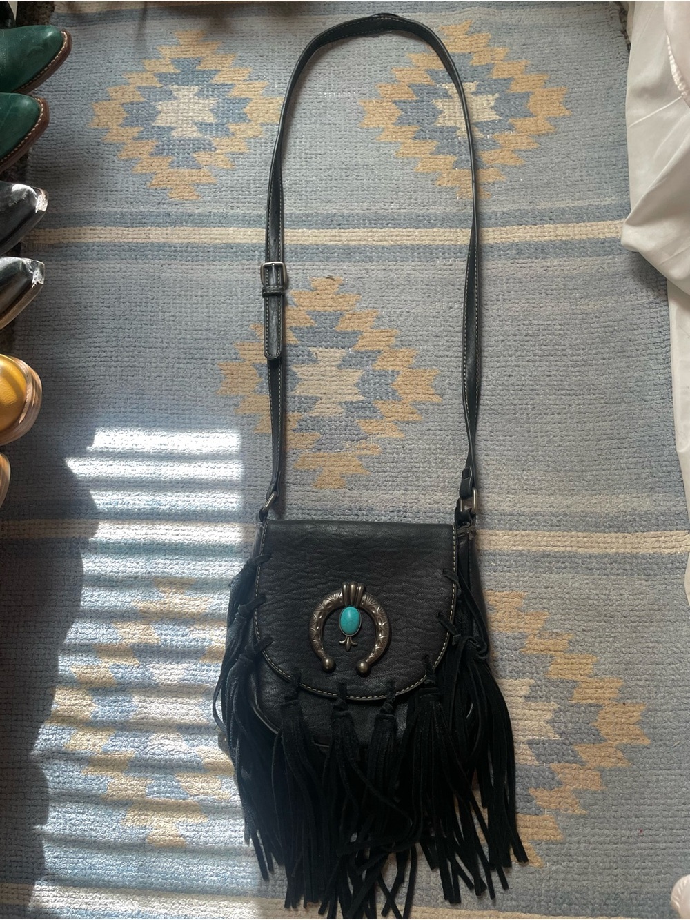 Blazin Roxx Black Crossbody Bag with Turquoise Accent